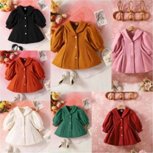 جاكيت جوخ بناتي "كلوش" موديل فستان - ألوان شتوية رائعة